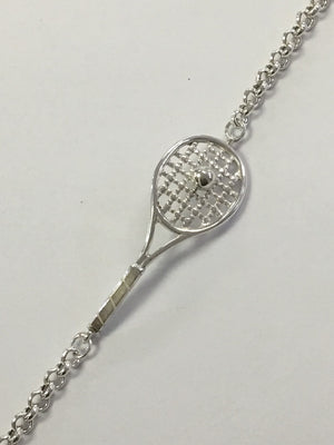 Tennis Racquet Bracelet in Silver