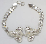 Silver Double Elephant Head with Straight Trunk Bracelet