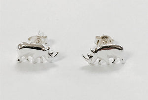 Silver Flat Body Rhino Earrings