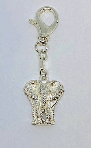 Silver Standing Bull Elephant on a Keyring