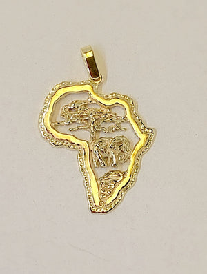Gold Detailed African Map Pendant