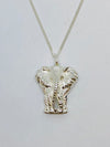 Silver Standing Bull Elephant Pendant with Chain