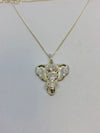 Silver Straight Trunk Elephant Head Pendant with Chain