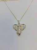 Silver Straight Trunk Elephant Head Pendant with Chain