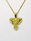 Gold Straight Trunk Elephant Head Pendant with Chain