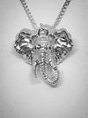 Silver Twisted Trunk Elephant Head Pendant with Chain