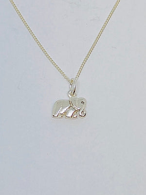Silver Single Elephant Body Pendant with Chain