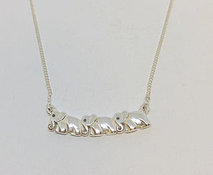 Gold Trio of Elephants Pendant with Chain