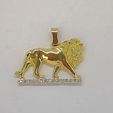 Gold Walking African Lion Pendant