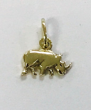 Gold Single Rhino Body Pendant with Chain