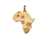 Gold African Map with Paw Print Detail Pendant