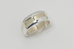 White and Yellow Gold Mens Wedding Ring