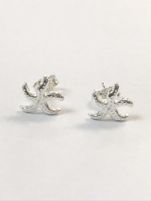 Silver earrings in starfish design.